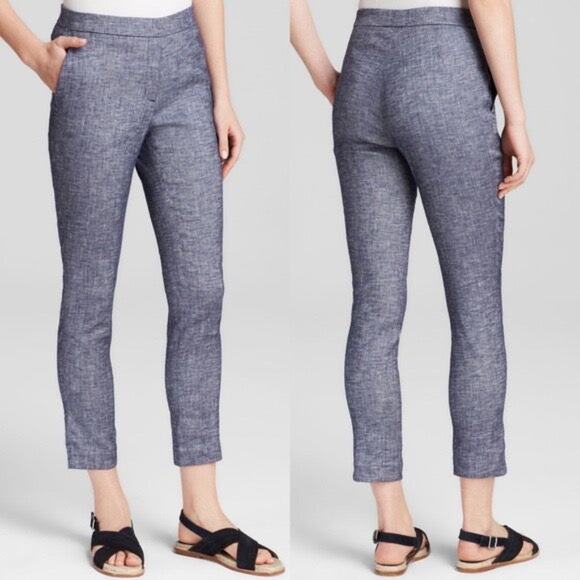 Theory Thaniel Tierra Linen Blend Trousers Blue - Picture 1 of 8